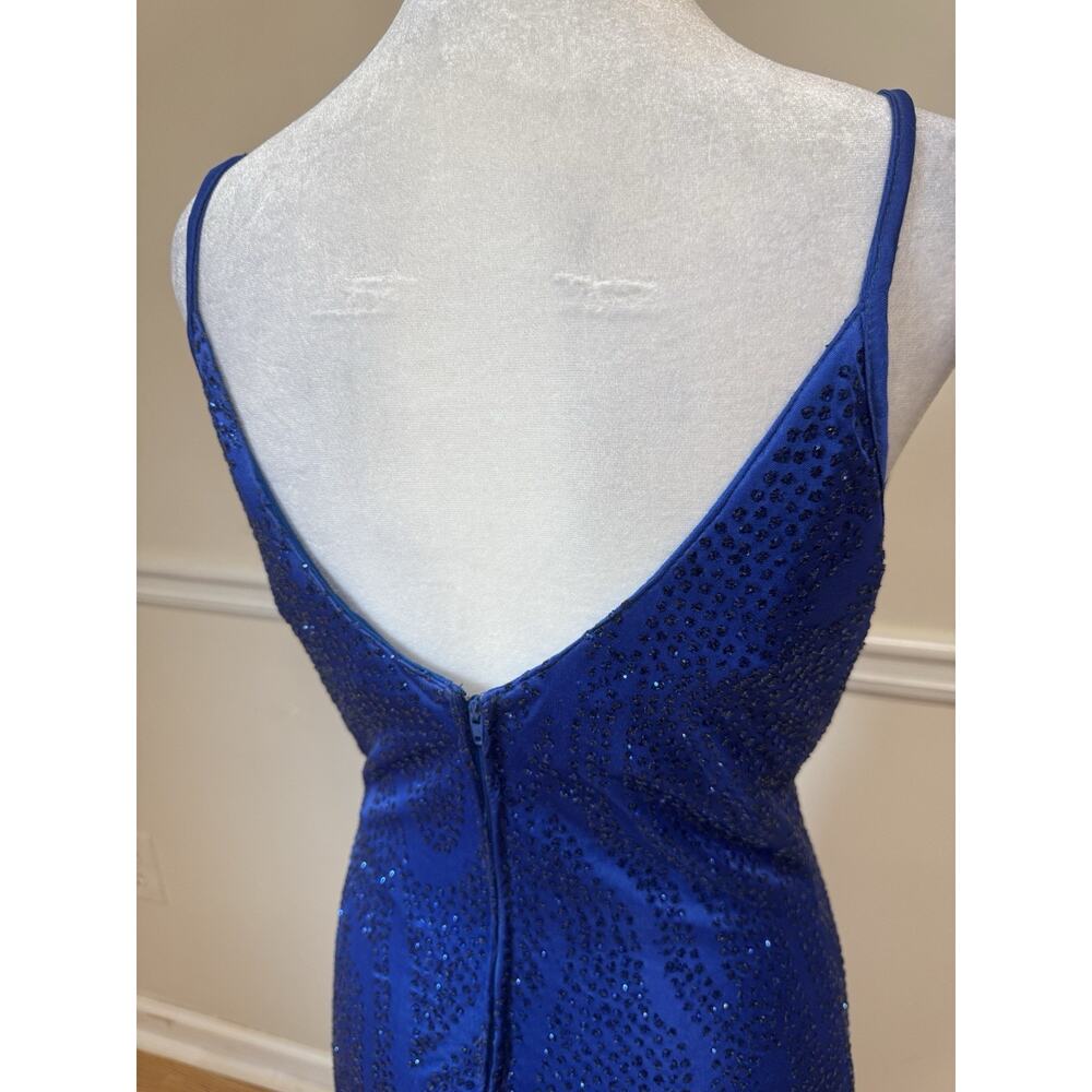 New Leaf by Samir Royal Blue Beaded Mermaid Evening Gown Size 11/12 - Picture 7 of 8
